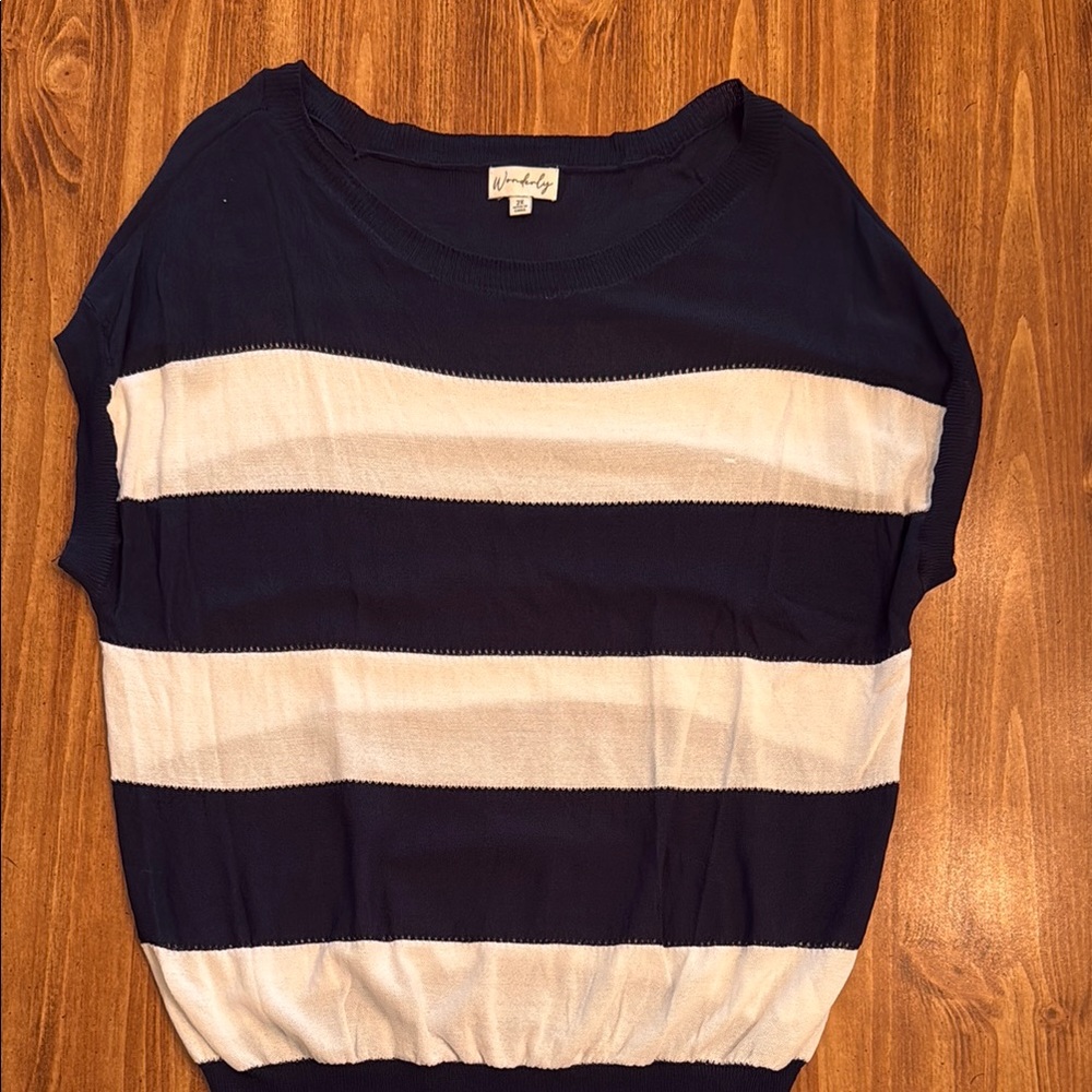 Wonderly Navy Knit Top